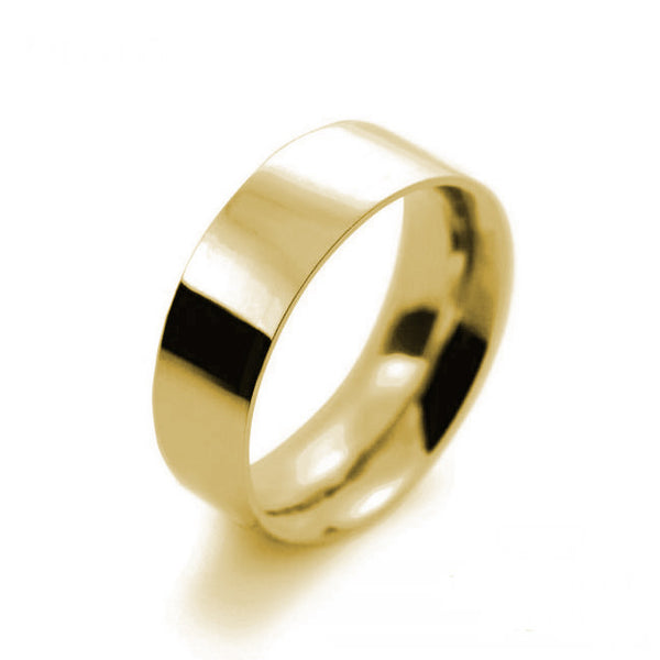 Mens 7mm 18ct Yellow Gold Flat Court shape Light Weight Wedding Ring