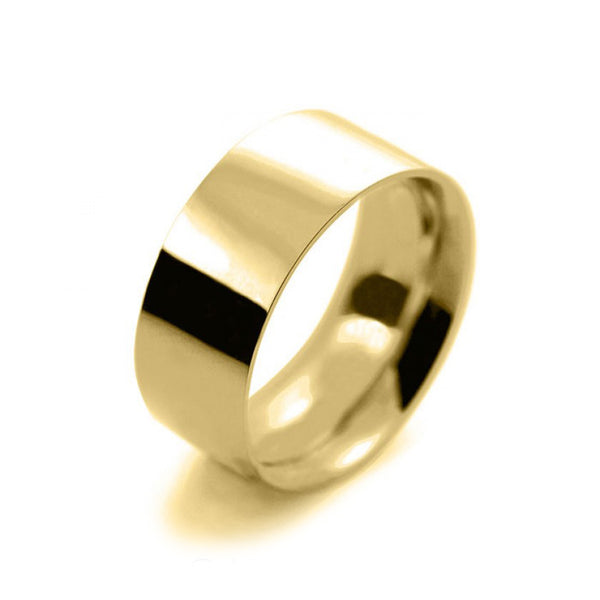 Mens 10mm 18ct Yellow Gold Flat Court shape Heavy Weight Wedding Ring