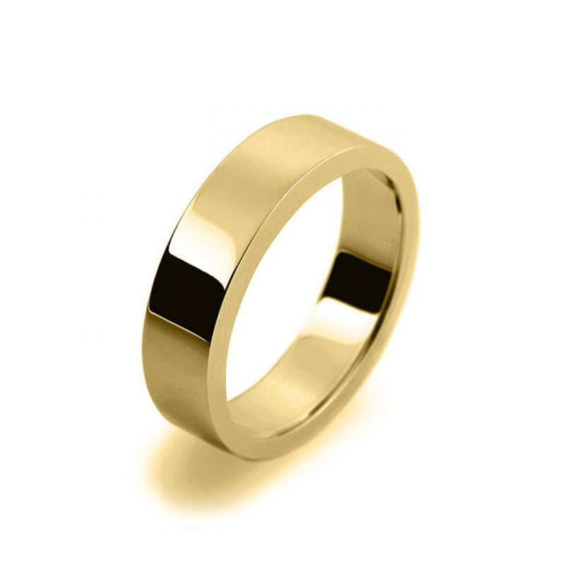 Mens 5mm 18ct Yellow Gold Flat Shape Heavy Weight Wedding Ring