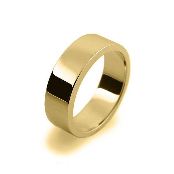 Mens 6mm 18ct Yellow Gold Flat Shape Heavy Weight Wedding Ring