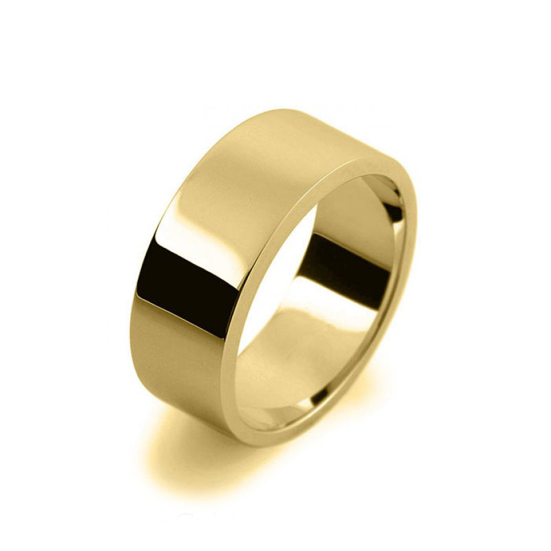 Mens 8mm 18ct Yellow Gold Flat Shape Heavy Weight Wedding Ring