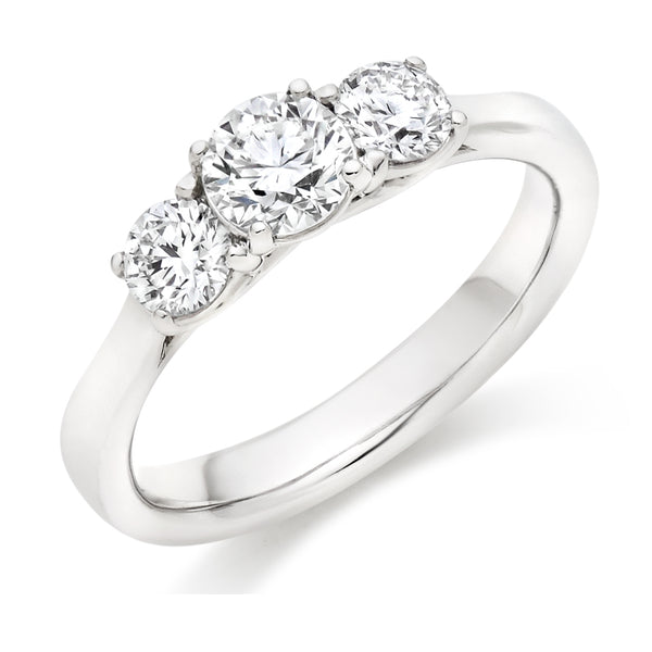 Platinum 950 GIA Certified Round Brilliant Cut Solitaire Diamond Trilogy Set Engagement Ring